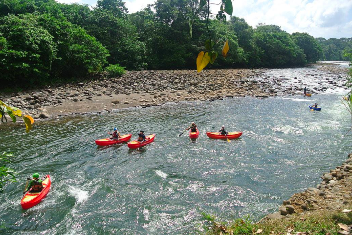 a group of people on a raft